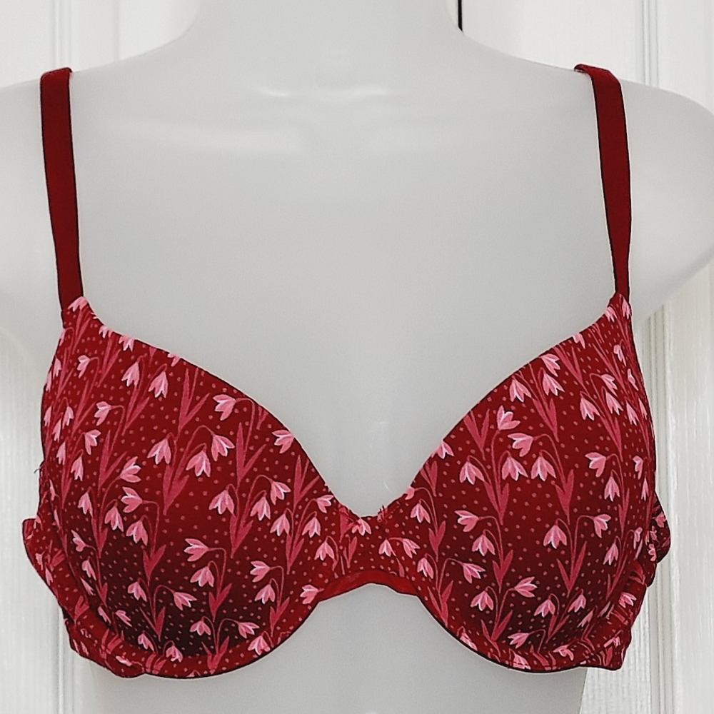 🤍FINAL💲Auden bra burgundy floral print *size 36B